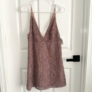 Free People Lace V-Neck Mini Dress